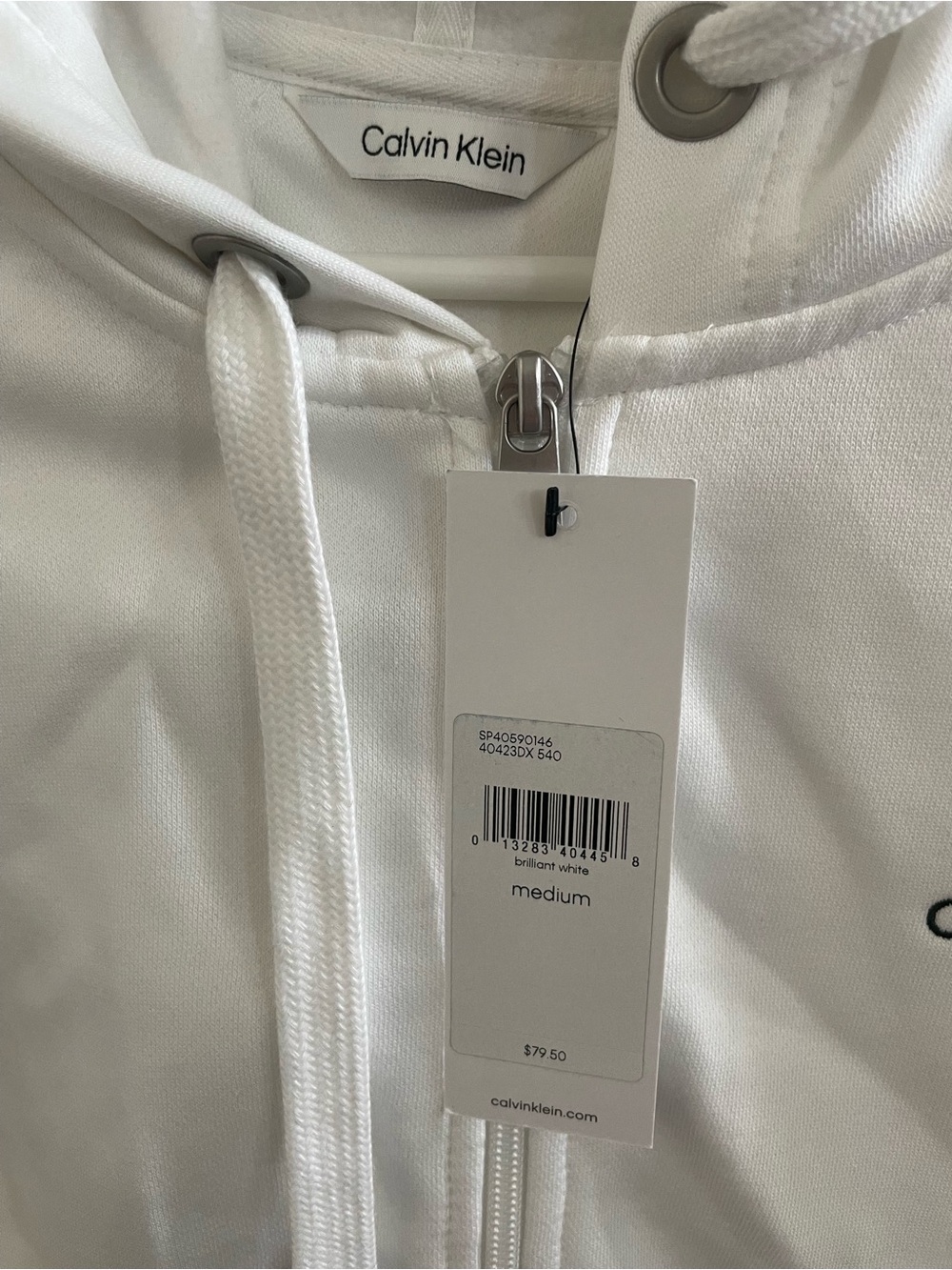 Calvin Klein Jeans White Logo Zip Hoodie